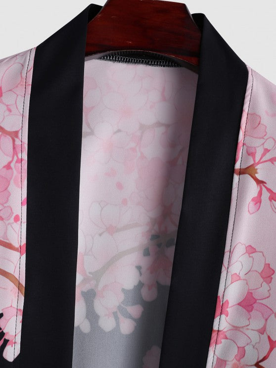 Floral Printed Front Kimono And Beach Shorts - Grafton Collection