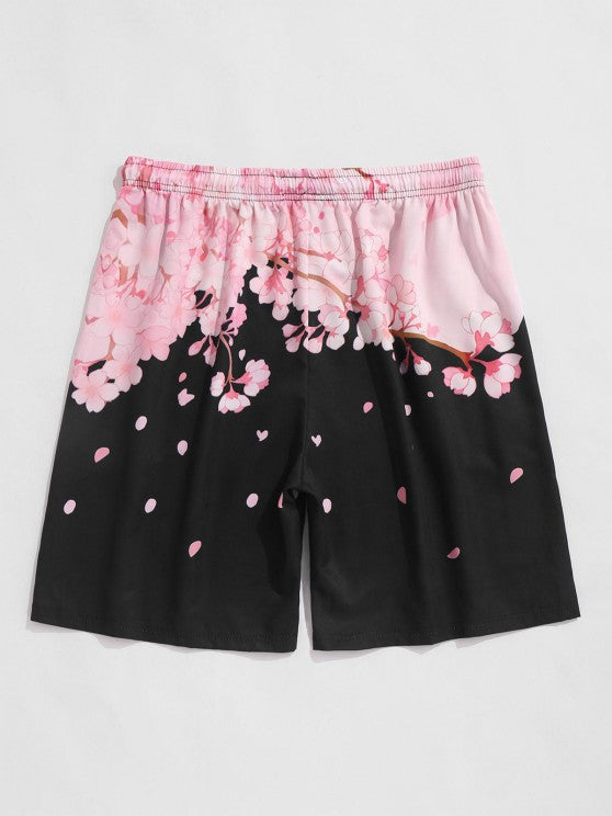 Floral Printed Front Kimono And Beach Shorts - Grafton Collection