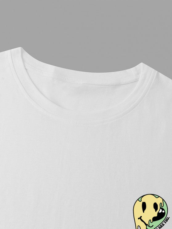 Cartoon Smile Print T Shirt And Shorts Set - Grafton Collection