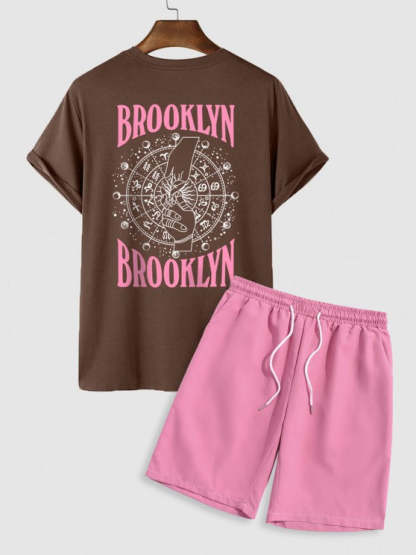 Graphic Printed T-Shirt And Casual Shorts Set - Grafton Collection