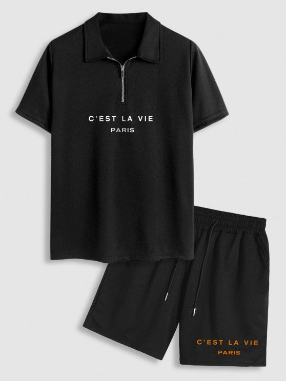 Half Zip T Shirt And Shorts Set - Grafton Collection