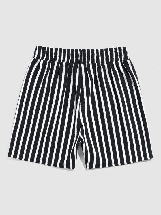 Polo Collared T-shirt And Striped Shorts - Grafton Collection