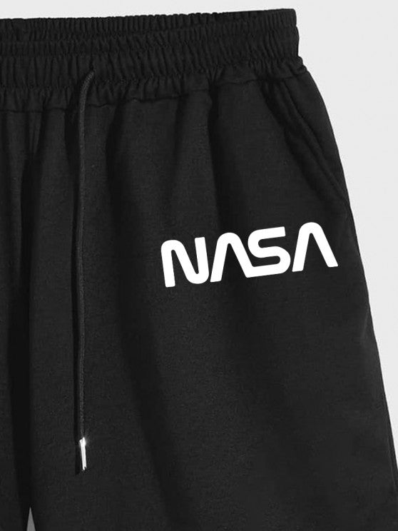 Graphic Astronaut Print T Shirt And Letter Shorts Set - Grafton Collection