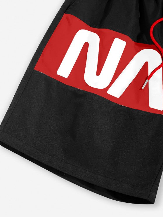 Graphic Astronaut Print T Shirt And Letter Shorts Set - Grafton Collection