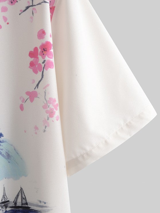 Casual Landscape Painting Shirt And Shorts - Grafton Collection