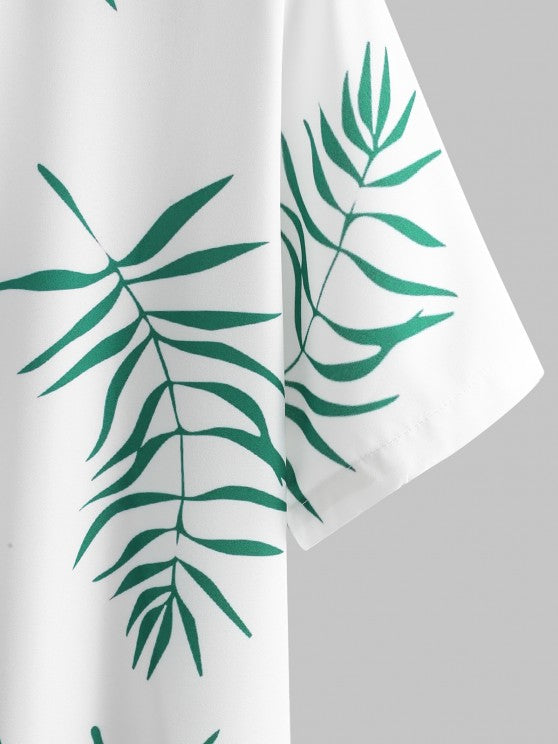 Tropical Leaves Pattern Shirt And Shorts Set - Grafton Collection