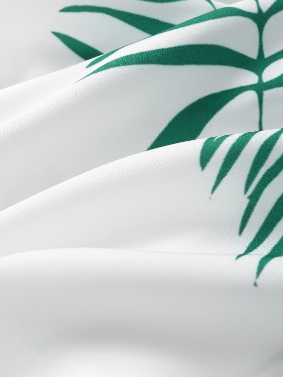 Tropical Leaves Pattern Shirt And Shorts Set - Grafton Collection