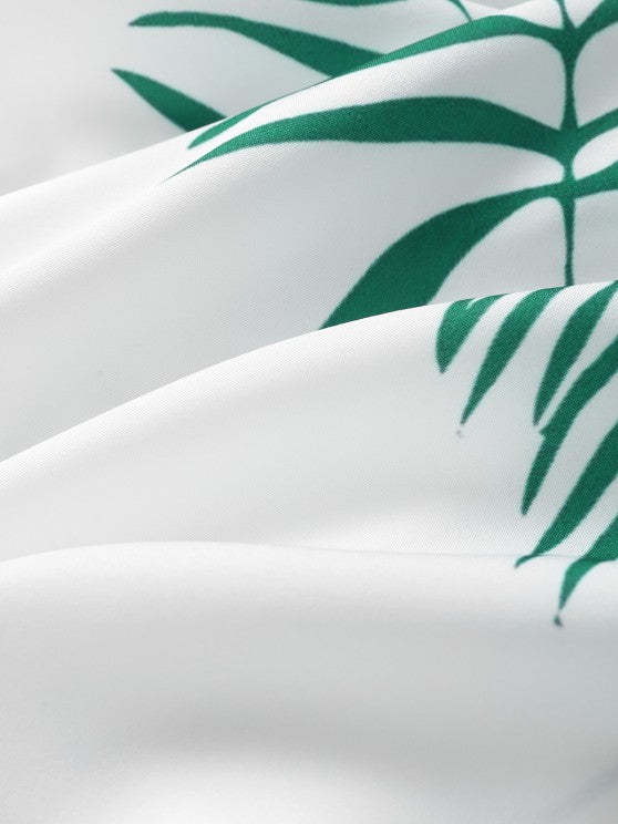 Tropical Leaves Pattern Shirt And Shorts Set - Grafton Collection