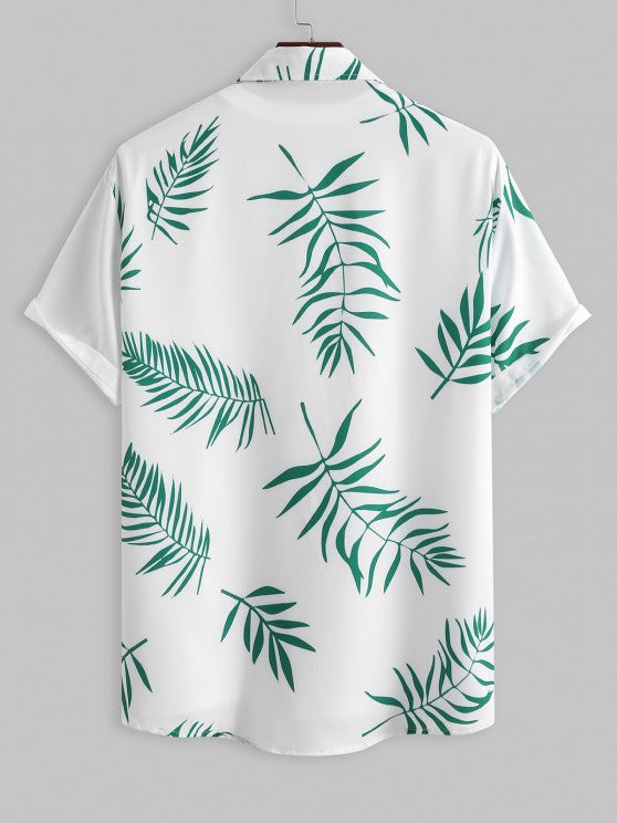 Tropical Leaves Pattern Shirt And Shorts Set - Grafton Collection
