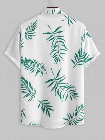 Tropical Leaves Pattern Shirt And Shorts Set - Grafton Collection