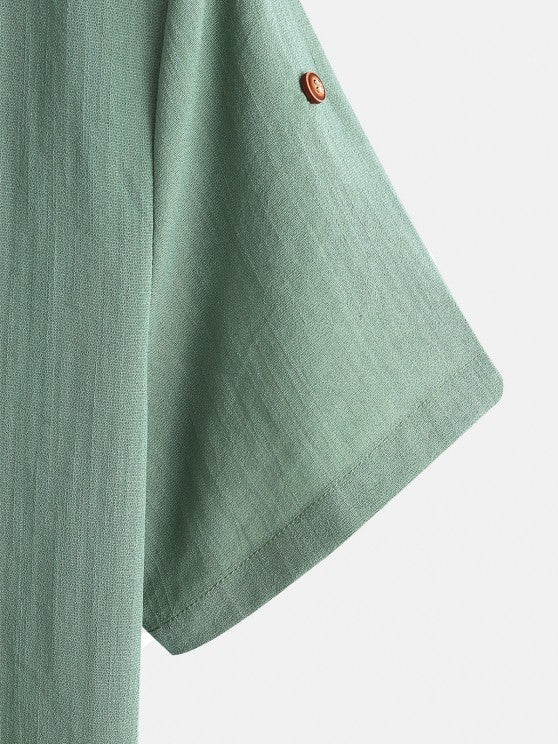 Half Button Shirt And Drawstring Shorts Set - Grafton Collection