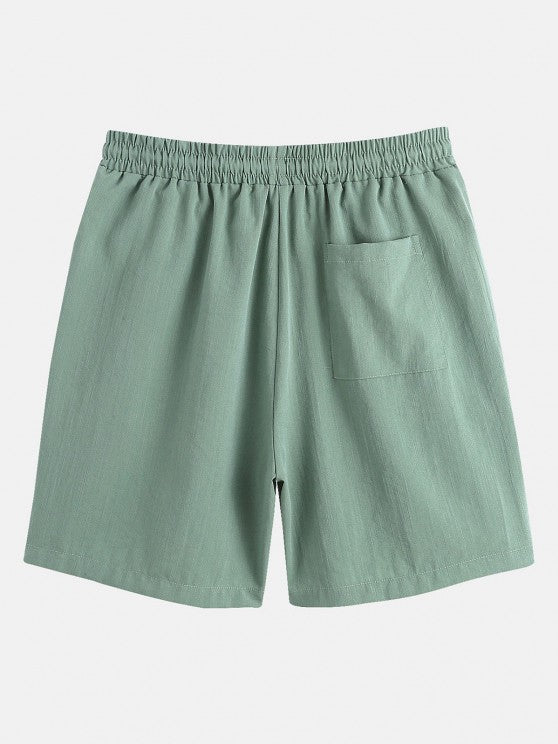 Half Button Shirt And Drawstring Shorts Set - Grafton Collection