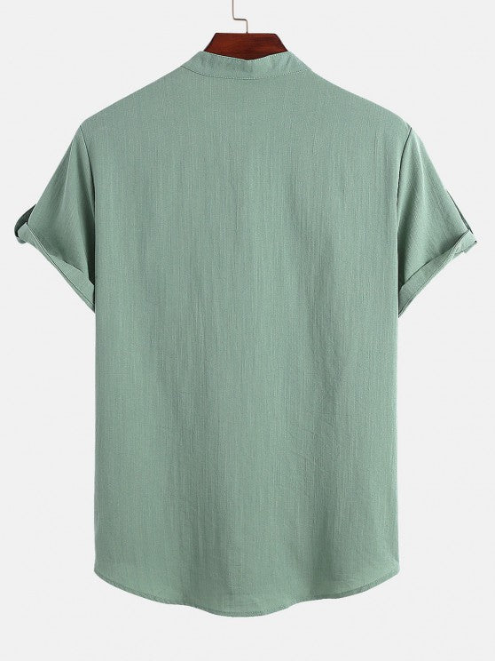 Half Button Shirt And Drawstring Shorts Set - Grafton Collection