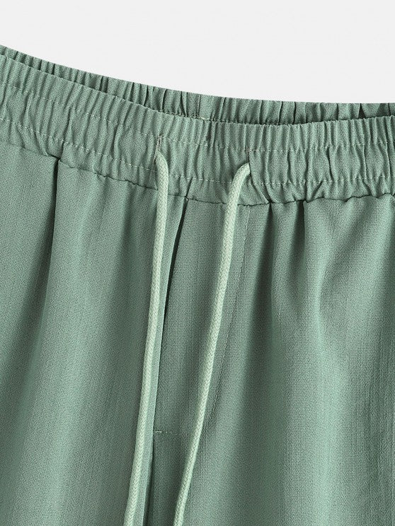 Half Button Shirt And Drawstring Shorts Set - Grafton Collection