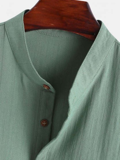 Half Button Shirt And Drawstring Shorts Set - Grafton Collection