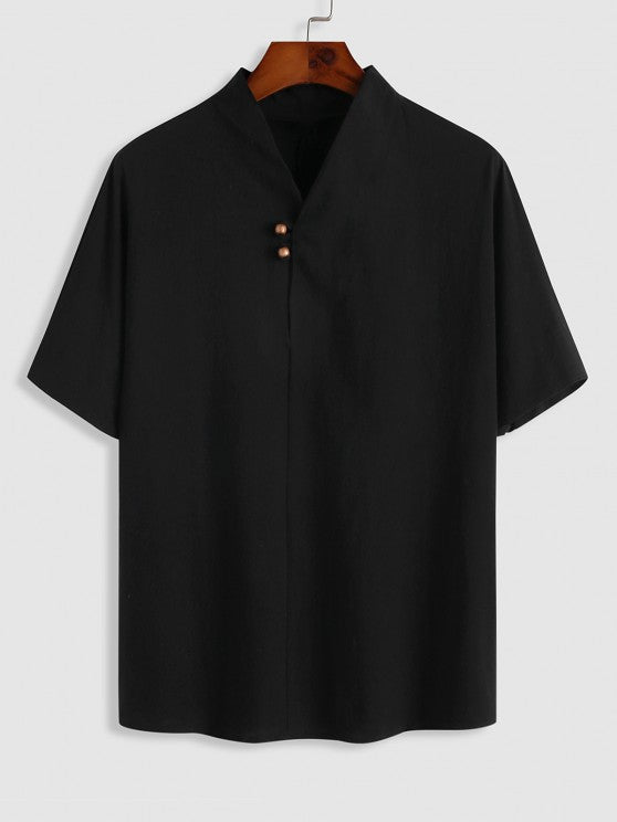 Linen Textured Popover Shirt And Pants Set - Grafton Collection