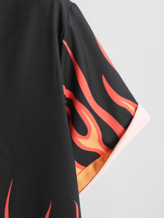 Fire Printed T Shirt And Shorts - Grafton Collection