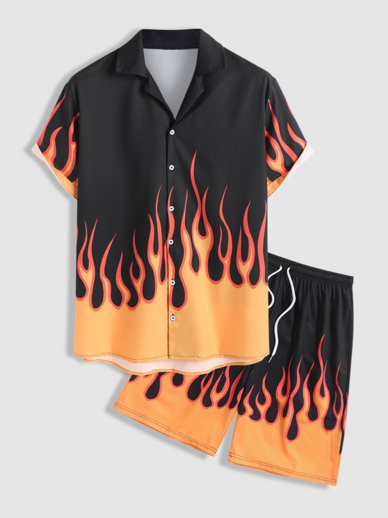 Fire Printed T Shirt And Shorts - Grafton Collection