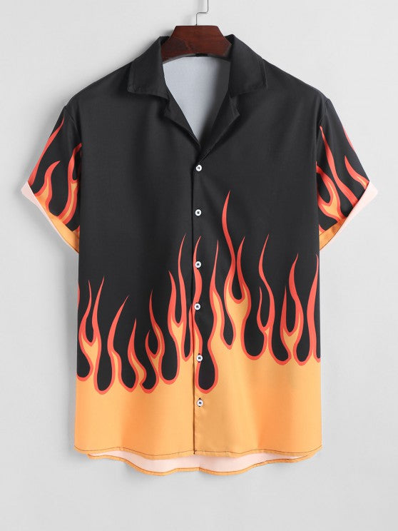 Fire Printed T Shirt And Shorts - Grafton Collection