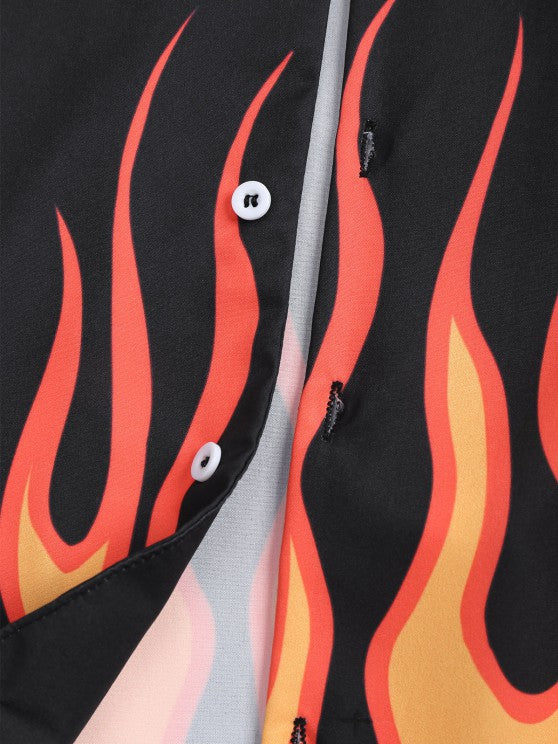 Fire Printed T Shirt And Shorts - Grafton Collection