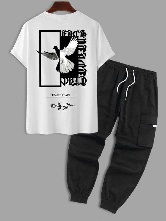 Eagle Printed T-Shirt And Cargo Pants - Grafton Collection