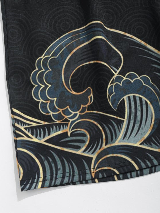 Print Kimono With Beach Shorts Set - Grafton Collection