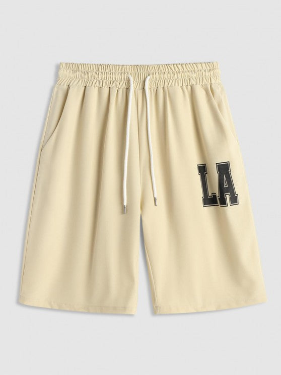 LA Print Stand Collar Shirt With Shorts Set - Grafton Collection