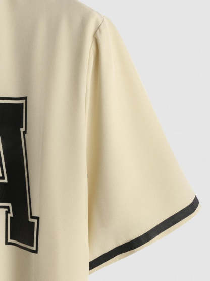 LA Print Stand Collar Shirt With Shorts Set - Grafton Collection