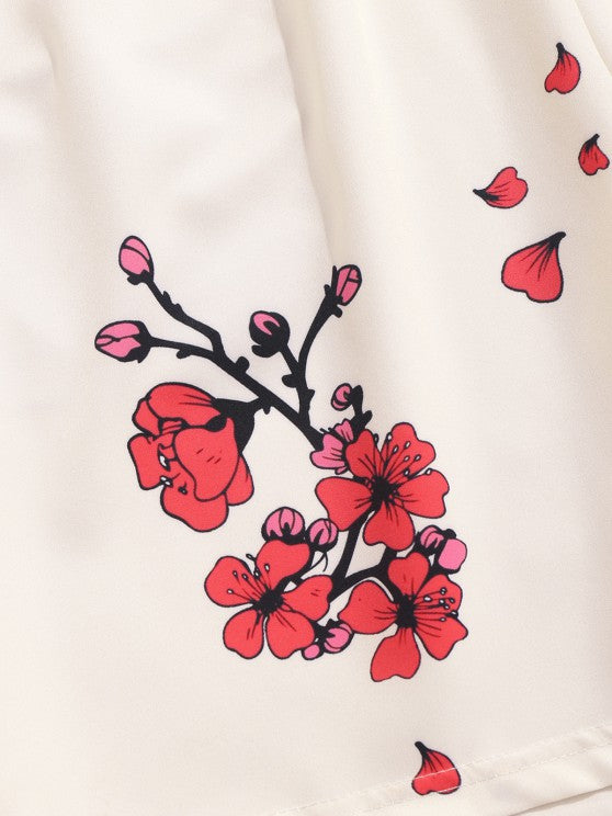 Plum Blossom Print And Board Shorts Set - Grafton Collection