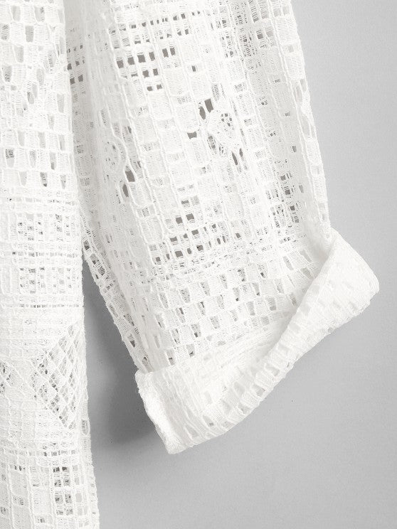 Netted Long Sleeves Shirt And Shorts - Grafton Collection