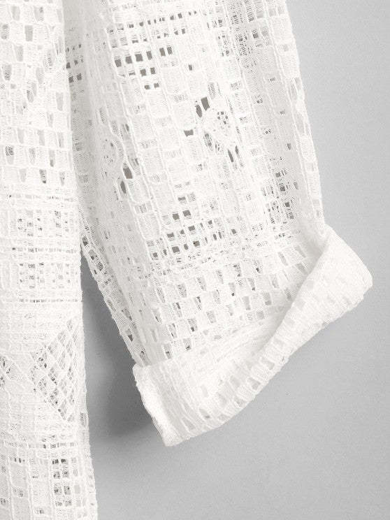 Netted Long Sleeves Shirt And Shorts - Grafton Collection