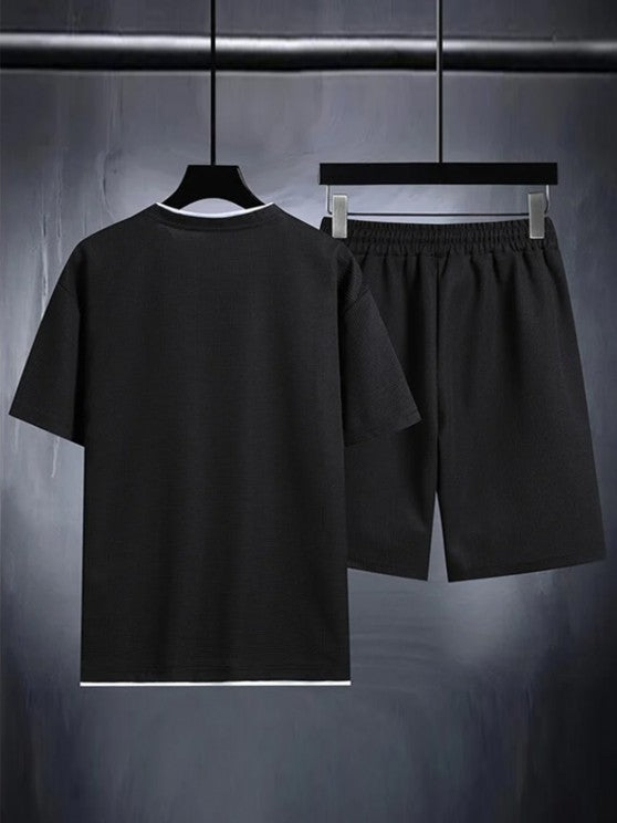 Textured Short Sleeves T Shirt And Shorts Set - Grafton Collection