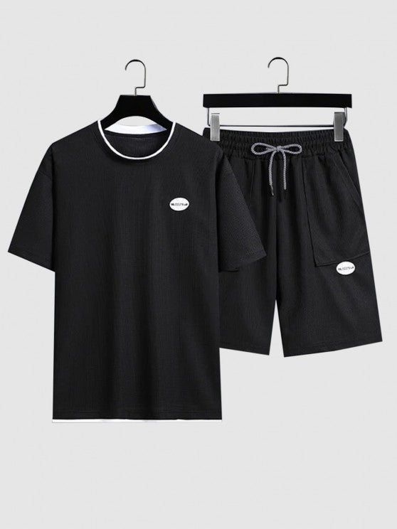 Textured Short Sleeves T Shirt And Shorts Set - Grafton Collection
