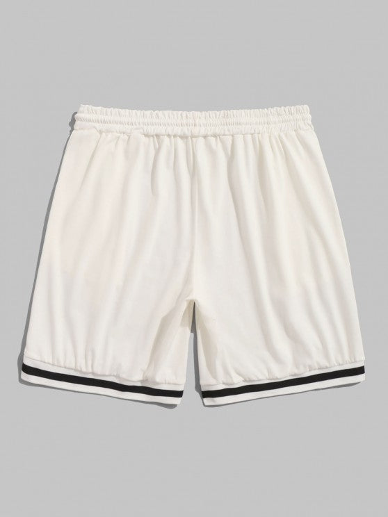 Letter Print T Shirt And Graphic Shorts Set - Grafton Collection