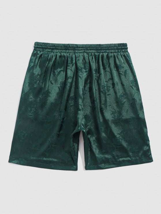 Rose Pattern Short Sleeve Shirt And Shorts Set - Grafton Collection