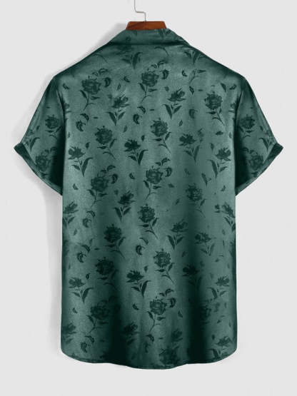 Rose Pattern Short Sleeve Shirt And Shorts Set - Grafton Collection