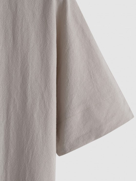 Linen Textured Popover Shirt And Pants Set - Grafton Collection