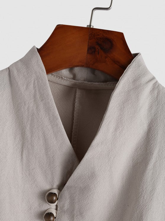 Linen Textured Popover Shirt And Pants Set - Grafton Collection