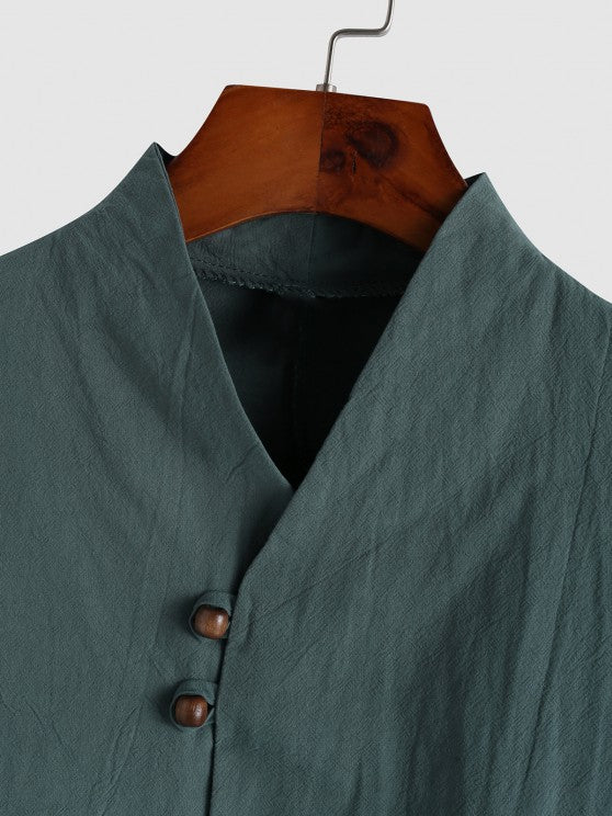 Linen Textured Popover Shirt And Pants Set - Grafton Collection