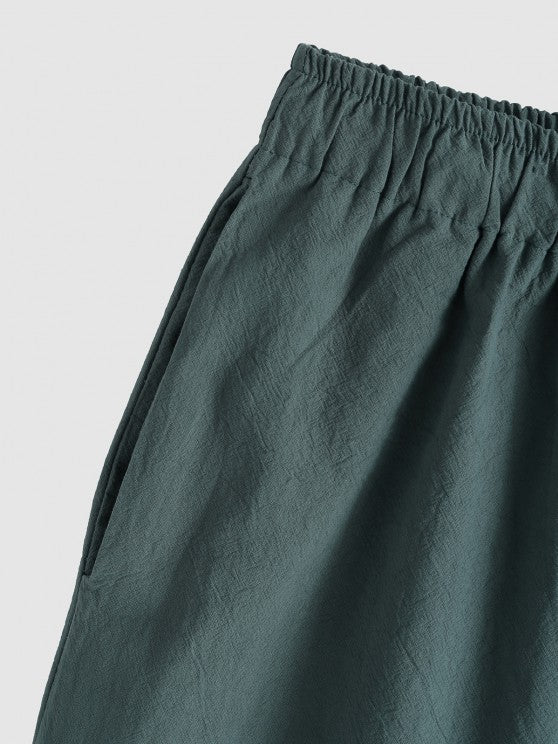 Linen Textured Popover Shirt And Pants Set - Grafton Collection