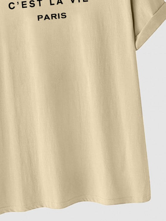 Letter Printed T-Shirt And Drawstring Shorts - Grafton Collection