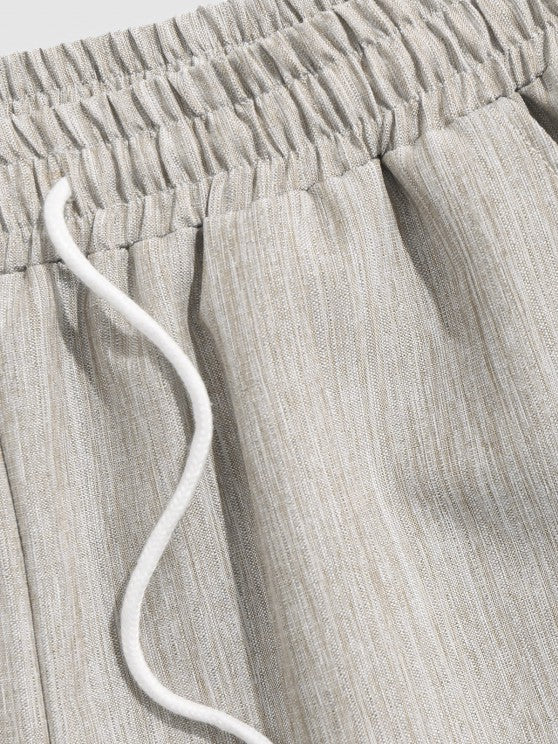 Stand Collar Shirt And Drawstring Shorts - Grafton Collection