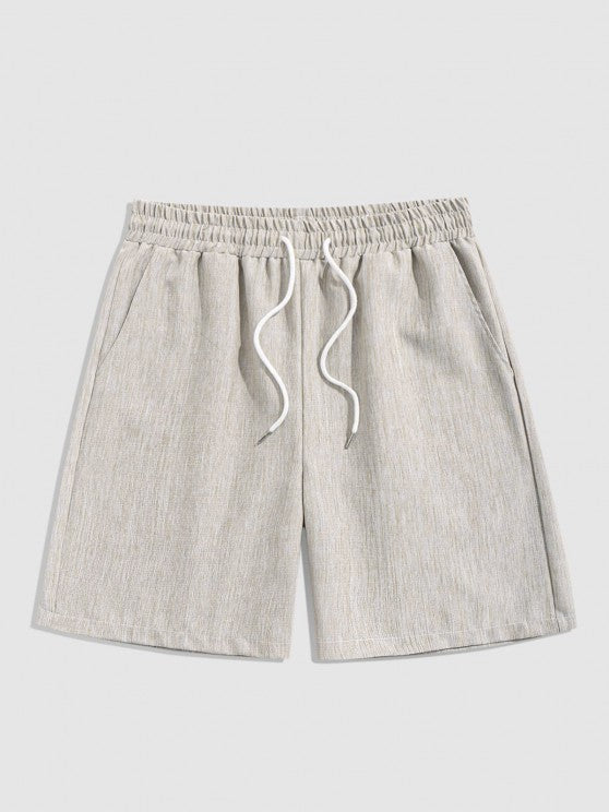 Stand Collar Shirt And Drawstring Shorts - Grafton Collection