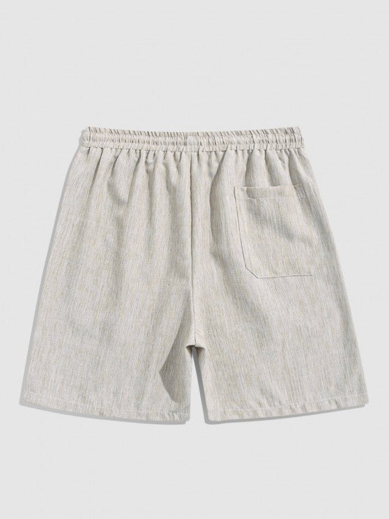 Stand Collar Shirt And Drawstring Shorts - Grafton Collection