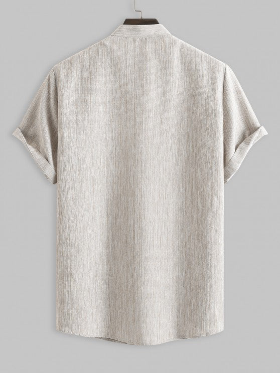 Stand Collar Shirt And Drawstring Shorts - Grafton Collection