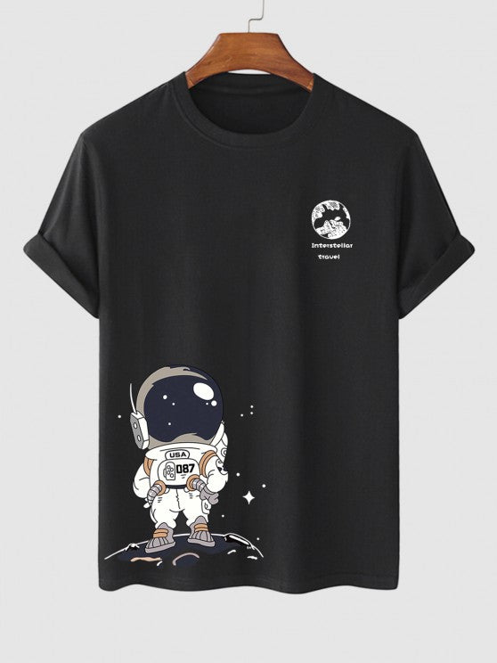 Cartoon Astronaut Pattern T Shirt And Shorts Set - Grafton Collection