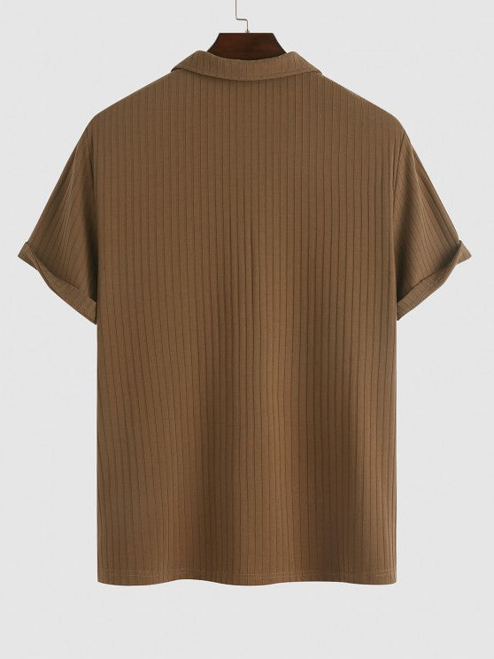 V Neck Collared T-Shirt And Drawstring Shorts - Grafton Collection