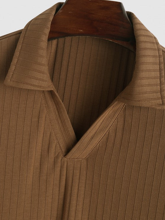 V Neck Collared T-Shirt And Drawstring Shorts - Grafton Collection