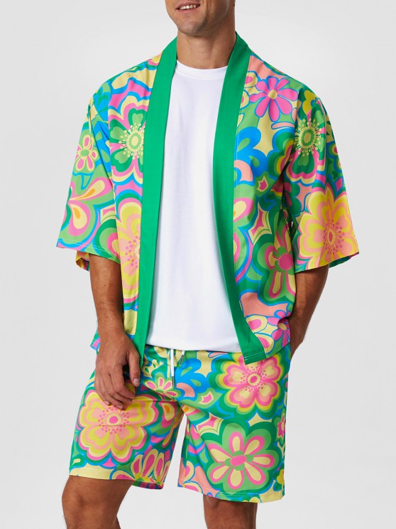 Floral Kimono And Beach Shorts Set - Grafton Collection