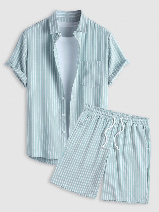 Casual Striped Shirt And Shorts Set - Grafton Collection